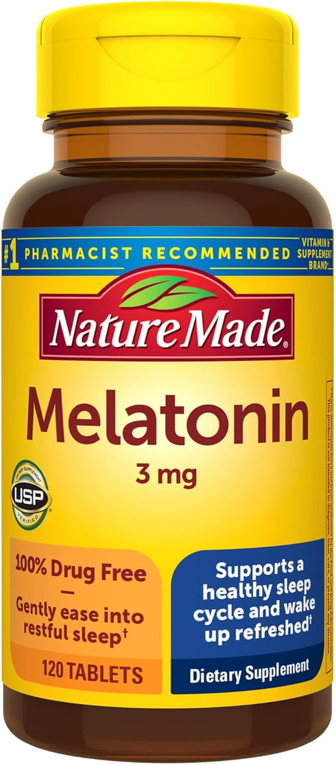 Nature Made Melatonin 3mg Sleep Aids for Adults, 120 Tablets, 120 Day Supply
