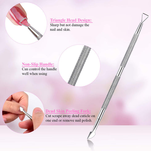 MORGLES Nail Polish Remover Clips Kit, 10 Pcs Nail Clips, 300 Pcs Cotton Pads, Glass Shiner, Cuticle Pusher