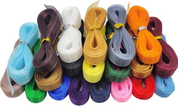 Sheer Organza Ribbons, 100 Yards Chiffon Stain Ribbon Set for Easter, Valentines, Christmas, Wedding Gift Wrapping