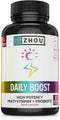 Zhou Nutrition Daily Boost Multivitamin, 30 Servings | Probiotic, Zinc, Vitamin C, D3, B Complex for Immune Support