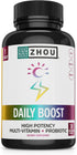 Zhou Nutrition Daily Boost Multivitamin, 30 Servings | Probiotic, Zinc, Vitamin C, D3, B Complex for Immune Support