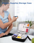 Krypthos Diabetic Supplies Travel Case, Portable Diabetes Organizer for Glucose Meter, Blood Sugar Test Strips Kit