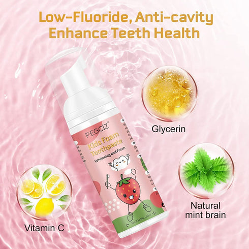 Pegciz 2 Pack,Toddler 3 Foam Toothpaste Kids Toothpaste with Low Fluoride for U Shaped Toothbrush, Foaming Toothpaste