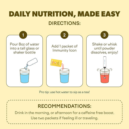 Feel Goods Immunity Icon - Sugar Free Vitamin C & Zinc Powder Packets, Peach Lemonade, 15 Count