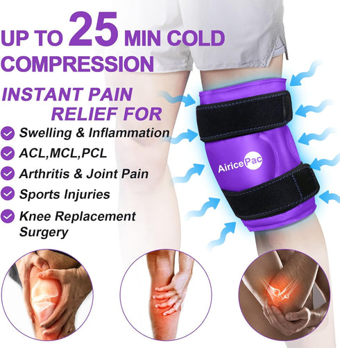 2 Ice Pack for Knee Pain Relief, Reusable Gel Ice Wrap for Injuries, Cold Compress Therapy for Arthritis & Meniscus