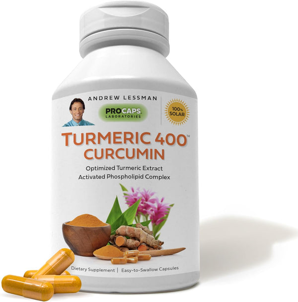 ANDREW LESSMAN Turmeric 400-60 Capsules, 95% Curcuminoids for Optimum Benefits and Greater Absorption