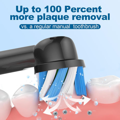 16 Pcs Replacement Toothbrush Heads Compatible with Braun Oral B Pro 1000/7000/9600/5000/3000, Black