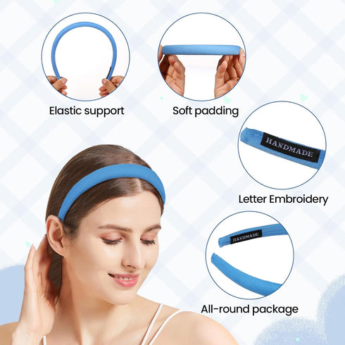 Headbands for Women, Padded Headband Makeup Spa Facial Headband Soft Sponge Hairband Hair Accessories for Washing Face, Makeup Removal, Shower, Skincare (Light Blue)