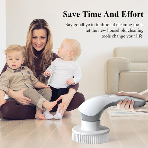 Electric Spin Scrubber 2024, New Cordless Bathroom Shower Cleaner with 2 Speeds and 6 Replaceable Brush Heads