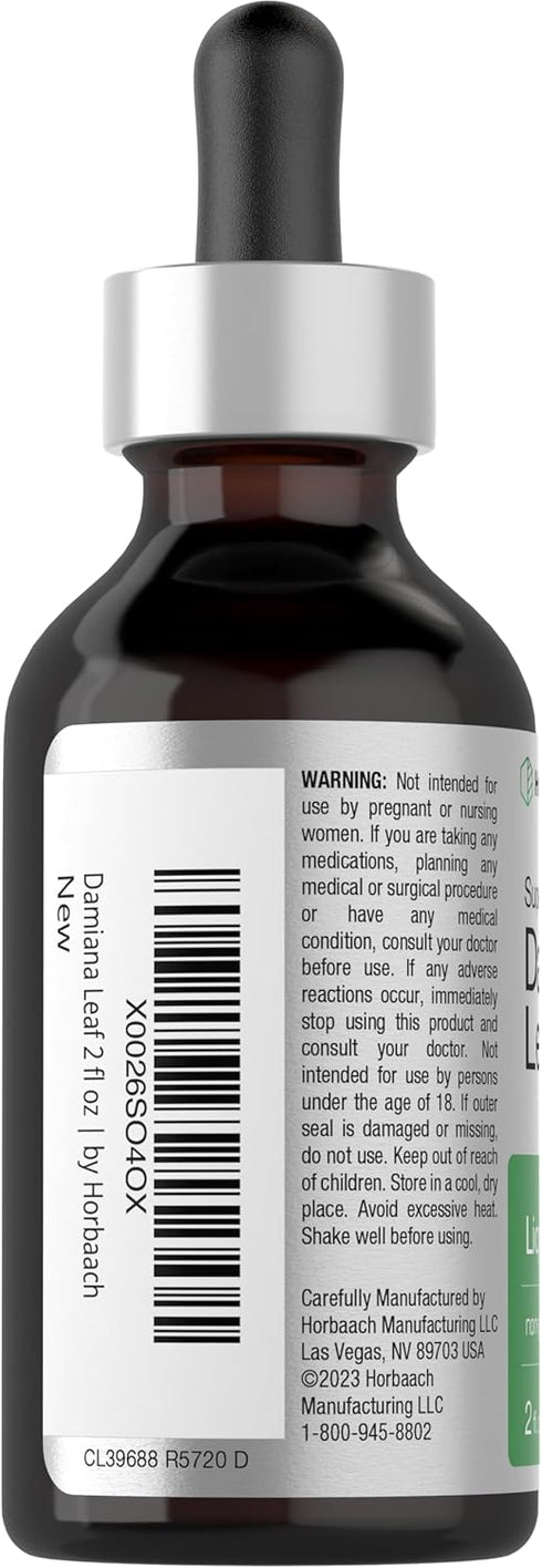 Horbaeach Damiana Leaf Herb Liquid Extract - Alcohol Free, 2 fl oz - Vegetarian, Non-GMO, Gluten Free Tincture