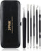 JPNK Blackhead Remover Tool Kit, 6 Pcs Comedones Extractor for Acne Removal with Leather Bag, Black