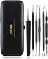 JPNK Blackhead Remover Tool Kit, 6 Pcs Comedones Extractor for Acne Removal with Leather Bag, Black