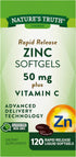 Nature's Truth Zinc with Vitamin C | 50mg | 120 Softgels | Non-GMO & Gluten Free Supplement