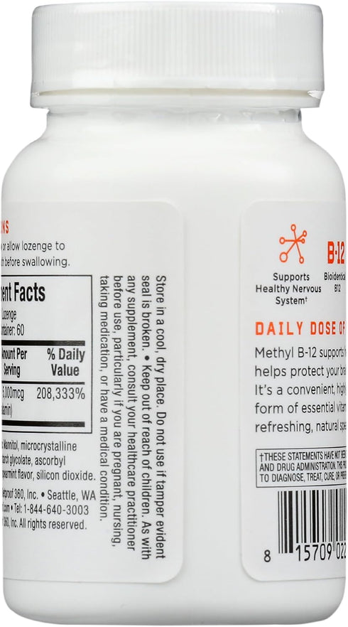 Bulletproof Cool Spearmint Methyl B-12 Lozenges, 60 Count, Supplement for Energy and Nerve Function