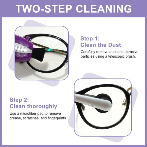 Ryetvok 2PCS Eyeglass Cleaner Kit,Portable Glasses Cleaning Tool with Microfiber Tech and Portable Mini Brusheaner