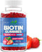 Biotin 10,000mcg Gummies, 100 Count, Extra Strength for Hair Growth, Skin & Nails, Vegan, Strawberry Flavor
