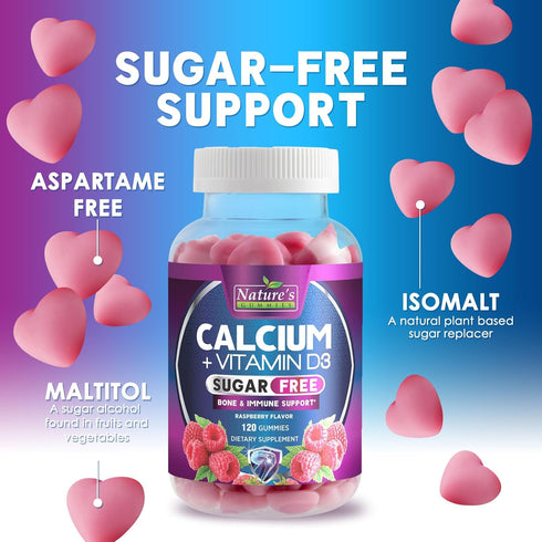 Gummies Gummy D3 Immune 120 Gummies Calcium Supplement - Sugar Free Calcium with Vitamin for Best Absorption - Supports