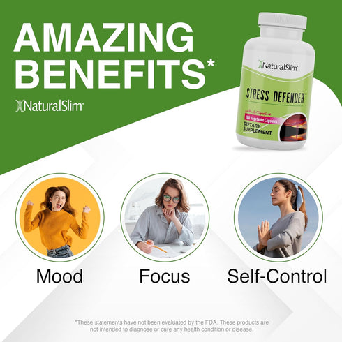 NaturalSlim Stress Defender - L Tyrosine & Pantothenic Acid Supplements for Energy, Focus, Stress Support