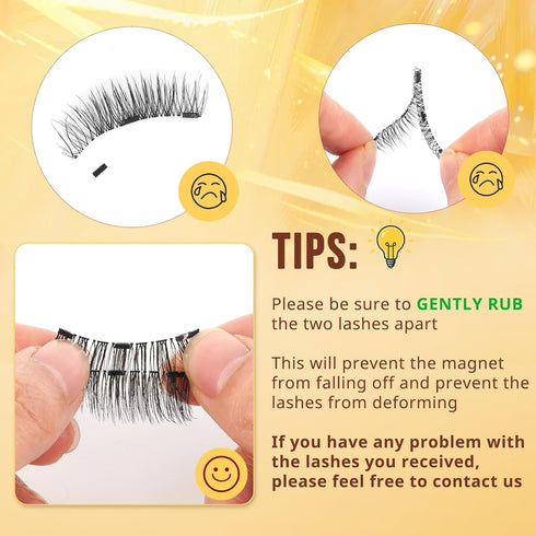 QUEWEL 2 Pair Reusable Magnetic Eyelashes with Applicator - No Glue Needed Cat Eye Natural Look Kit