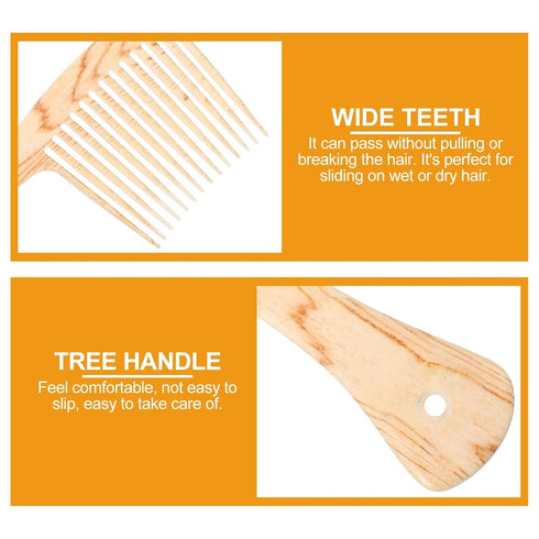 minkissy Wooden Hair Comb, Afro Comb, Hair Massage Wood Comb, Hair Care Comb for Curly Hair