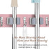Pink Mop Broom Holder Wall Mount, 4 Slots & 4 Hooks, Wood Hanger for Kitchen Organization and Decor