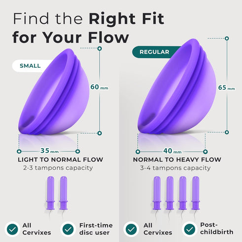 Set 2 (2 Reusable Menstrual Disc - of Soft Period Discs for Women - Flexible, Leak-Proof, Medical-Grade Silicone