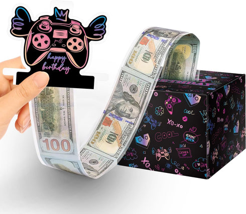 JWSCYSY Black and Pink Birthday Surprise Money Box for Cash Gift Pull, Money