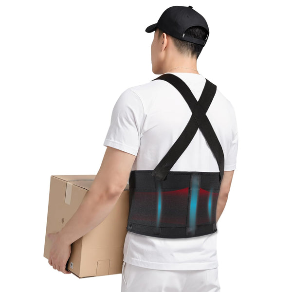 Work Back Brace for Men & Women - Adjustable Lower Back Support Belt for Pain Relief and Heavy Lifting Safety
