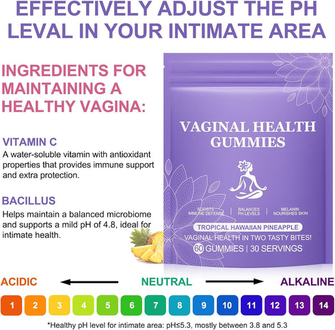 Ruduwu Gummies,Vital Gummies,Pineapple Immune Premium Feminine Balance Vaginal Probiotics Source Feminine Flavor