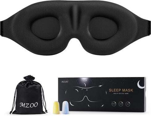 MZOO Sleep Eye Mask for Side Sleeper, 3D Light Blocking Patented Design Night Blindfold, Black