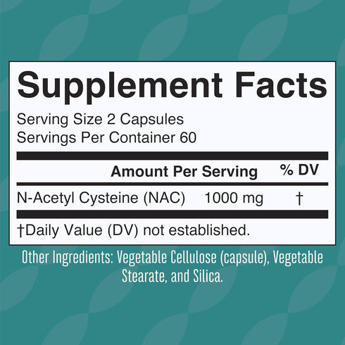 MaryRuth Organics Nutritional Supplement Capsule, NAC 1000mg Per Serving, Vegan, Non-GMO, 120 Count