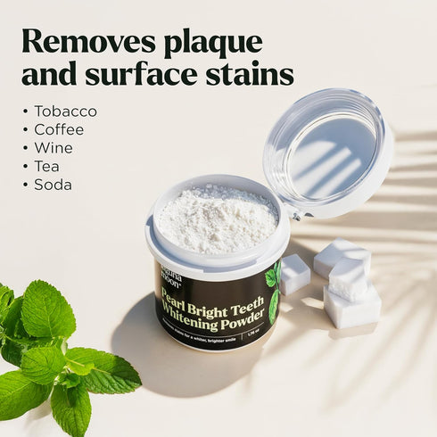 Lagunamoon Teeth Whitening Powder, 50g Bright Pearl Spearmint Flavor - Natural Stain Remover