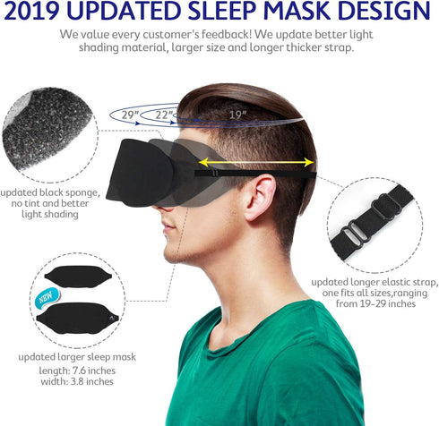 Mavogel Cotton Sleep Mask, Light Blocking Eye Blindfold for Men Women, Grey & Black
