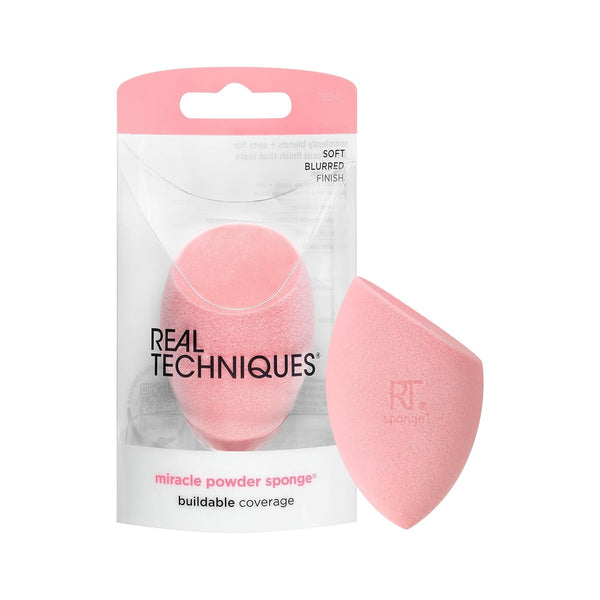 Real Techniques Miracle Powder Sponge, Makeup Blending Sponge for Powder Products, Latex-Free Foam for Natural Finish