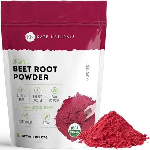 Kate Naturals Beet Root Powder for Baking, Cooking & Food Coloring | 8 oz, Organic Beet Juice Powder