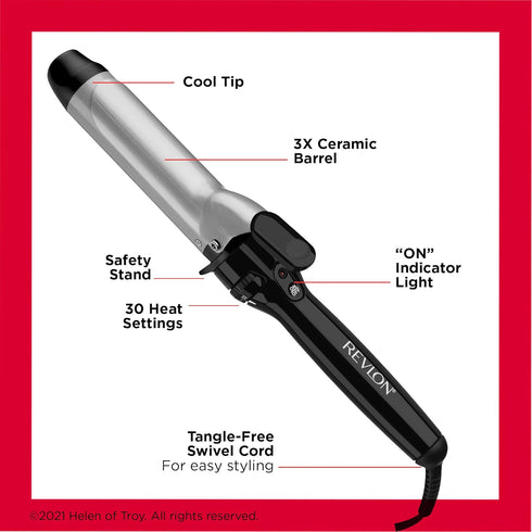 Revlon Perfect Heat Triple Ceramic Curling Iron, 1-1/2 in for Silky Smooth Loose Curls