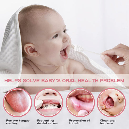 60Pcs Baby Tongue Cleaner, Disposable Baby Toothbrush, Soft Gauze Oral Cleaning Stick for 0-36 Month Baby