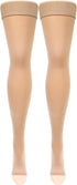 Truform Women's Compression Stockings, 20-30 mmHg, Thigh High Length, Open Toe, Opaque, Medium Beige