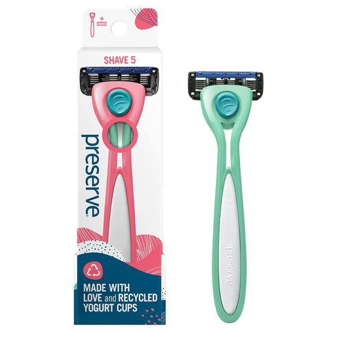 Preserve Shave 5 Blade Refillable Razor Made from Recycled Materials in Neptune Green