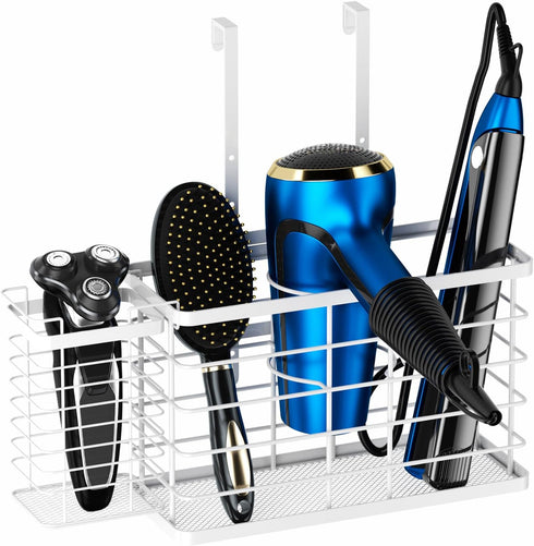 Hair Tool Organizer Wall Mounted, 3 in 1 Dryer Holder for Flat Iron, Curling Straightener, Styling Tools Storage Basket