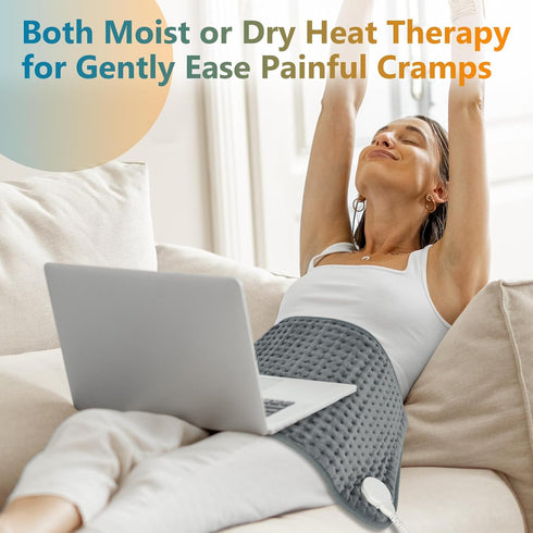 Comfytemp Electric Heating Pad, Large 12"x24" for Back Pain & Cramps Relief, Washable, 2H Auto Off, Gifts for Men Women
