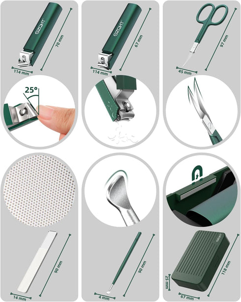 Nice Nail Clipper Set, 5-in-1 Premium Grooming Kit with Nail File, Ear Pick, Scissors, and Mirror