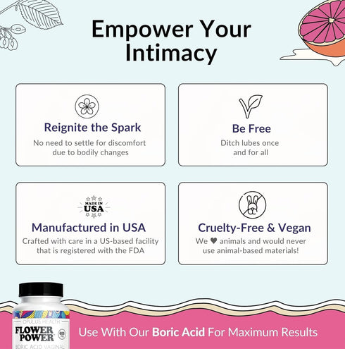 Gummies 60 Gummies Flower Power Vaginal Moisture Support Vaginal Dryness Supplement for Women | Powdered Slippery Elm