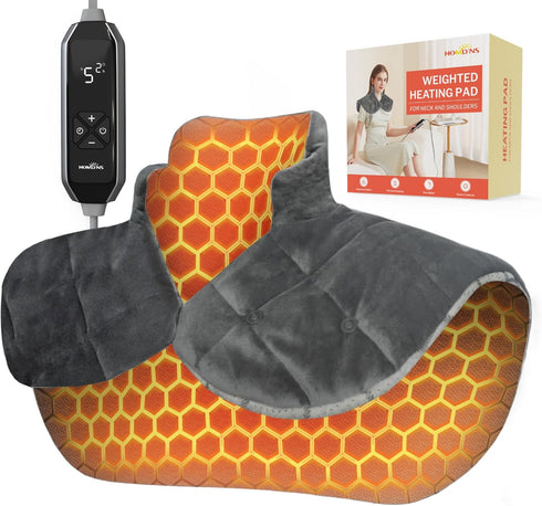 HOMLYNS RelaxRite Graphene Heating Pad for Neck and Shoulders, 2.2lb Weighted Electric for Pain Relief