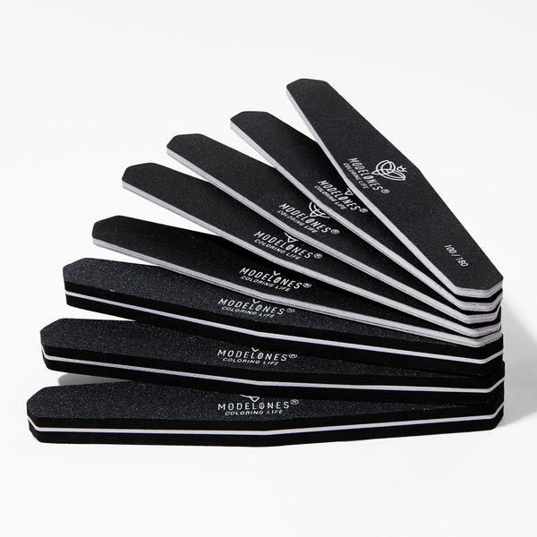 Modelones 8Pcs Nail File and Buffer Set, Professional Double Sided 100/180 Grit Gel Nail File for Acrylic and Natural