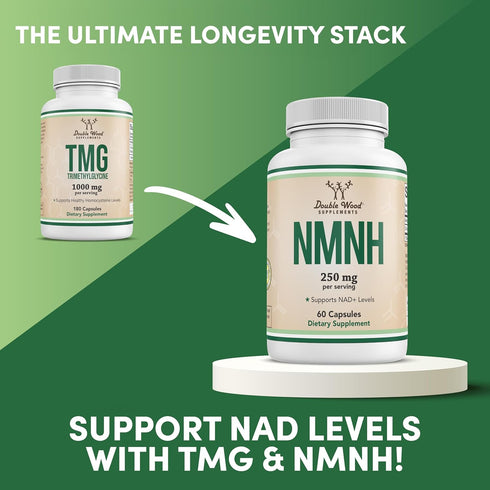 Double Wood Supplements TMG Trimethylglycine 1,000mg | 180 Capsules | Non-GMO, Gluten Free, Genuine TMG