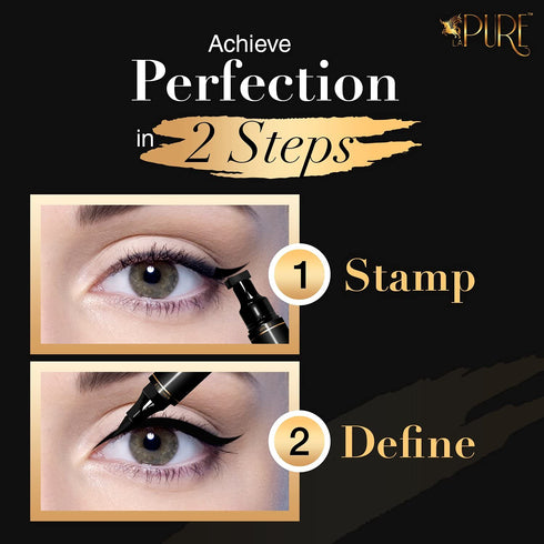Winged Eyeliner Stamp - 2 Dual Ended Pens for Perfect Cat Eyes, Smudge-Proof, Water-Resistant