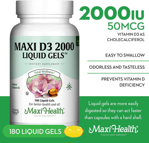Kosher Vitamin D3 2000IU - Highly Absorbable for Immune Response, Calcium Absorption, Teeth & Bone Health - 180 Liquid