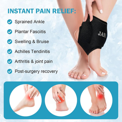 Ankle Ice Pack Wrap for Swelling, Reusable Gel Ice Pack for Sprained Ankle Injuries, Hot Cold Therapy for Foot Pain