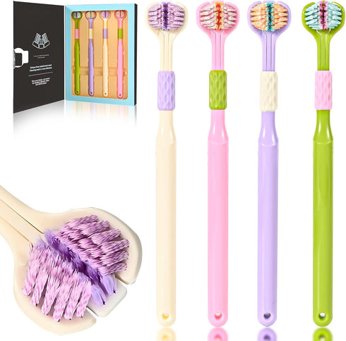 Mluyeri 4-Pack Medium Toothbrush Set, Bulk Toothbrushes for Kids & Adults with Special
